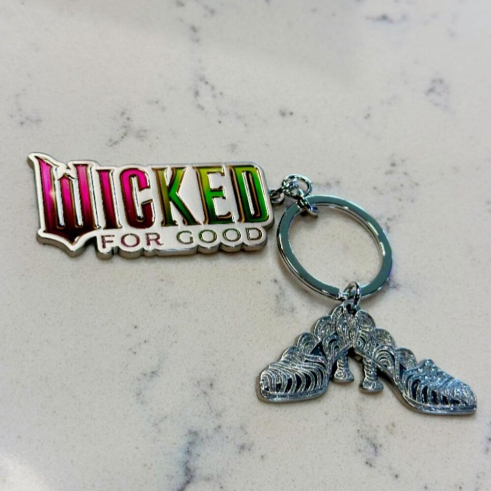 NEW Wicked For Good 2025 Movie Theater Metal Keychain Sparkly Slippers/Title Duo